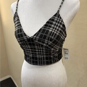 Tilly's Black and White Plaid Crop Top